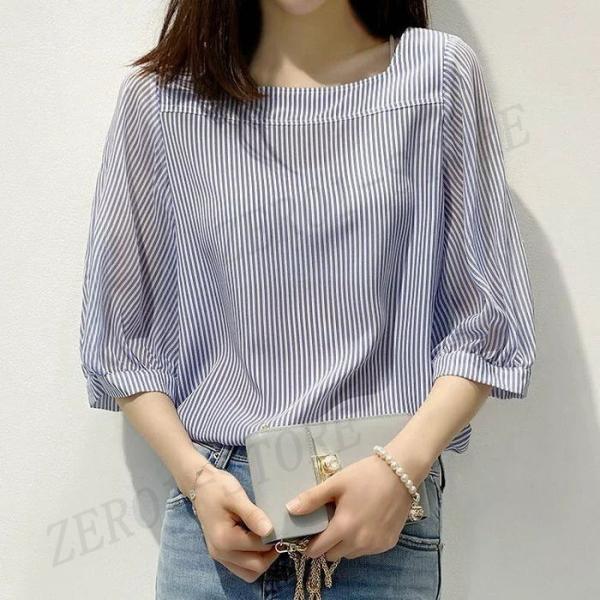 レディース  ブラウス 春夏新作 オシャレブラウス シフォンブラウス パフスリーブブラウスス トライ...
