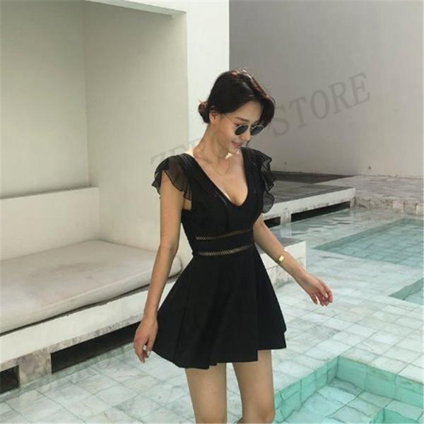 ワンピース型 ガールズ 水着レディース フリル袖 スイムウェア スイミング 海水浴 温泉 ビーチ ミ...