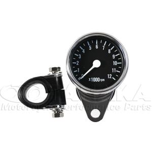 汎用（12V） 60mmタコメーター/ブラック 田中商会