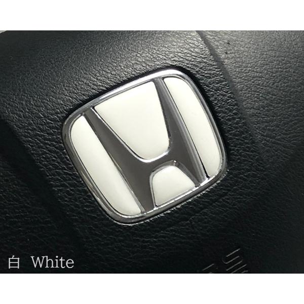 ホンダ ステアリング エンブレムシート 白 ホワイト ハンドル用 SDH-H01 樹脂盛立体3D加工...