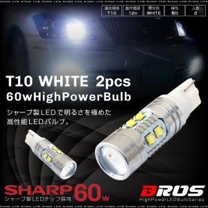 T10 LED 白 ホワイト 60W シャープ製LEDチップ 無極性 ウェッジ球 2pcs ポジション ウィンカー バックランプ 等  決算