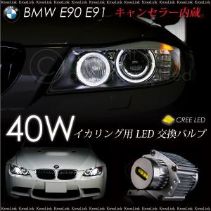 BMW E90 E91 2006〜 イカリング LEDバルブ 交換用 40W CREE ホワイト キャンセラー 3シリーズ ヘッドライト 白  _59582｜zest-group