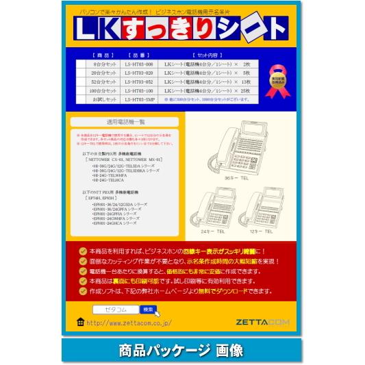 NTT EPH-G TEL用 示名条片作成シート 20台分セット 【 LS-HT03-020 】