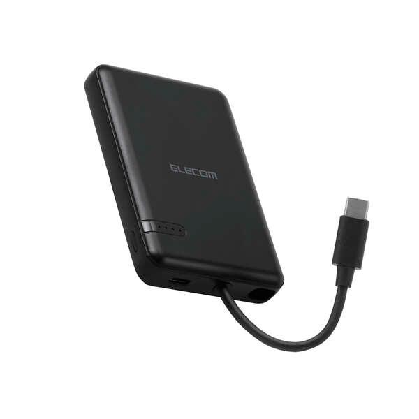 モバイルバッテリー 5000mAh  最大出力12W対応 USB-C×1ポート搭載 ケーブル一体型だ...