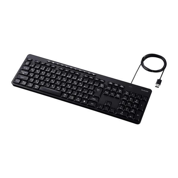 日本語配列108キー+11キー 有線静音フルキーボード 様々なOSと接続でき、音が気になる場所でも快...