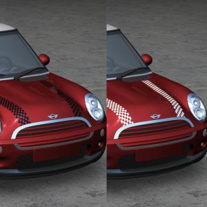 MINI(ミニ) R52S/R53S　ボンネットストライプ　チェッカー　全2色　 「CLOS」クロス｜zeus-japan