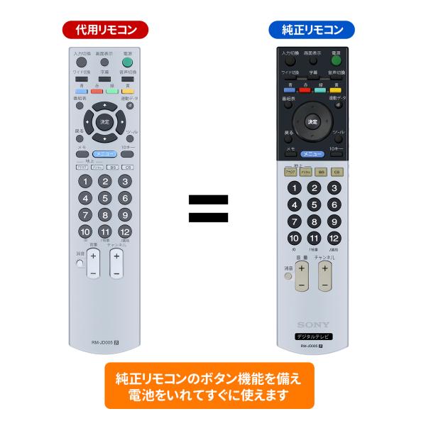 AVTVA RM-JD005 ソニー用のテレビリモコン KDL-46V2000 KDL-40V200...