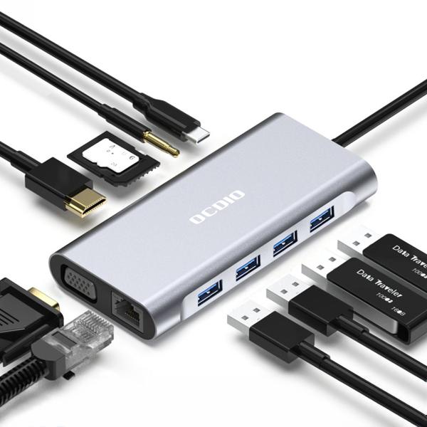 Type-c ハブ 11in1 ハブ ドッキングステーション 変換アダプタ USB3.0×4 100...