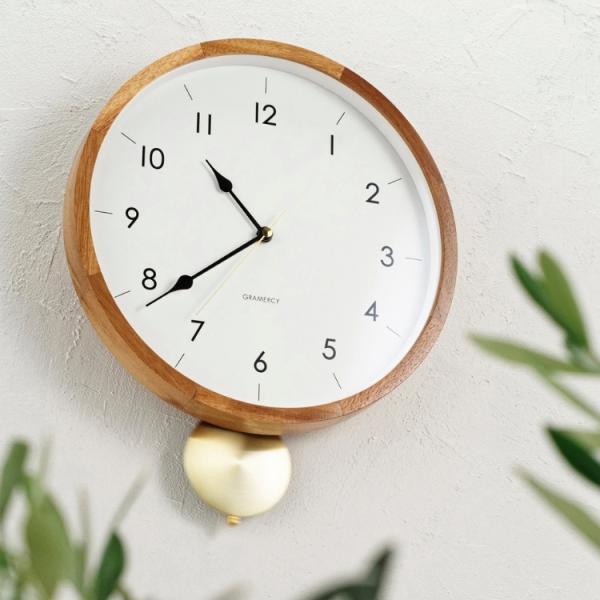 壁掛け時計 時計 おしゃれ かわいい 振り子時計 振り子 スイープ 静か 無音 北欧 ナチュラル リ...