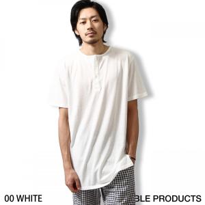 Tシャツ/メンズ/夏服/ヘンリーネック/半袖/無地/ロング丈/カットソー/レイヤード/ファッション (5464-048) D