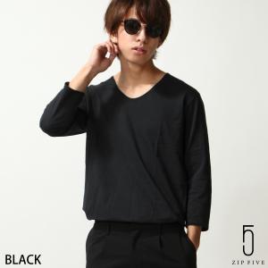 Tシャツ メンズ おしゃれ 7分袖 ビッグシルエット Vネック カットソー フェード コットン 大きめ ゆったり (67839) ＃｜zip