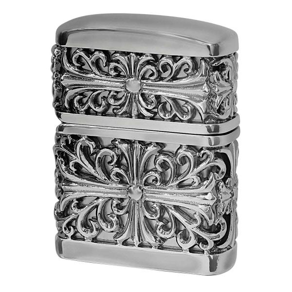Zippo ジッポライター クロス 十字架 メタル ジャケット 銀メッキイブシ Metal Jack...