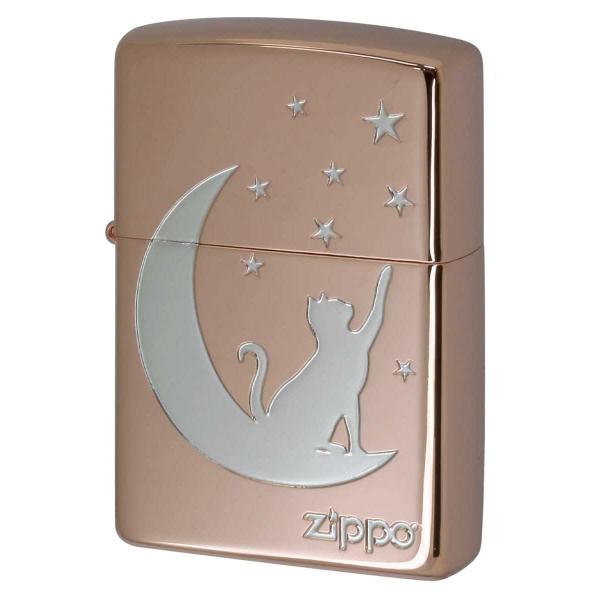 Zippo ジッポライター 月 ネコ シルエット 月と猫 ピンクゴールド PKG 1201S878