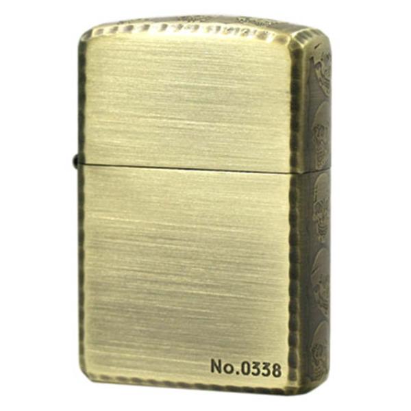 Zippo ジッポライター スカル ドクロ 骸骨 3面サイドデザイン アンテーク ブラス コーナーリ...