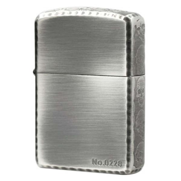 Zippo ジッポライター スカル ドクロ 骸骨 3面サイドデザイン アンテーク シルバー コーナー...