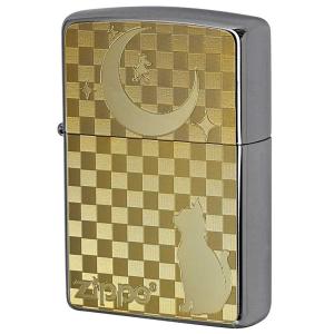 Zippo ジッポライター 200 Flat Bottom Metal Paint Plate GP 2MP-ネコと月 メール便可｜zippo-flamingo