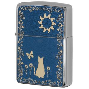 Zippo ジッポライター 200 Flat Bottom Metal Paint Plate 2MPP-Cat BL GP メール便可｜zippo-flamingo