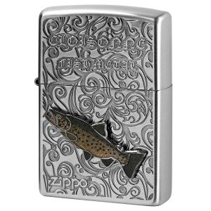 Zippo ジッポライター Vintage Cloisonne fish metal Fresh Water Fish ヴィンテージ 七宝メタル AN-ブラウントラウト メール便可｜zippo-flamingo