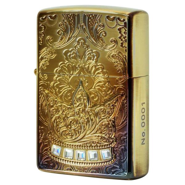 Zippo ジッポライター 王冠 クラウン メタル ラインストーン ブラスいぶし The Crown...