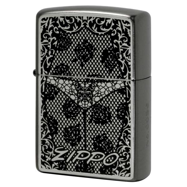 Zippo ジッポライター ランジェリー セクシー 蝶々 バタフライ 両面加工 ネオブラック シルバ...