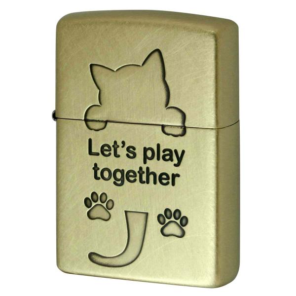 Zippo ジッポライター ネコ 猫 Cat 一緒に遊ぼう ユーズド仕上げ 真鍮 CAT Serie...