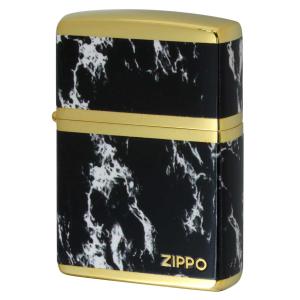 Zippo ジッポライター MARBLE LOGO 大理石調 ブラックマーブル ロゴ 金メッキ 2G-4BKZ｜zippo-flamingo