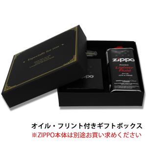 Zippo ジッポライター ブラック ギフトボックス 消耗品 オイル・フリント付 ライター本体別売り MOTO-BOX｜zippo-flamingo