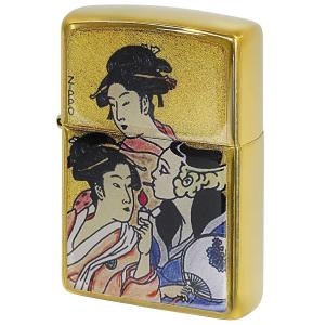 Zippo ジッポライター 浮世絵 金箔エポ 三美人 メール便可｜zippo-flamingo