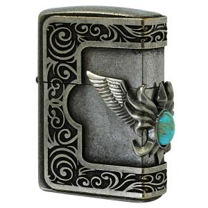 Zippo ジッポライター STONE WING METASL Turquoise ＃200FB 古美バレル｜zippo-flamingo