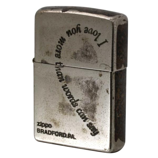 絶版/ヴィンテージ Zippo ジッポー 中古 2004年製造Heart Message Pair ...