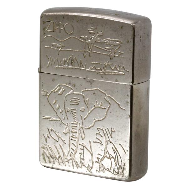 絶版/ヴィンテージ Zippo ジッポー 中古 1992年製造エレファント 象 [C]使用感あり傷汚...