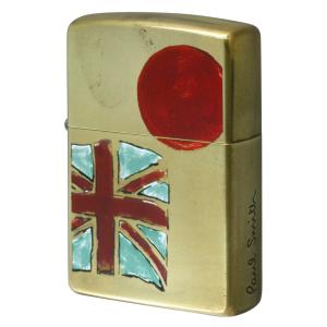 絶版/ヴィンテージ Zippo ジッポー 中古 2007年製造Paul Smith 真鍮 プリント 日本＆英国旗 [A]使用感少なく状態が良い｜zippo-flamingo