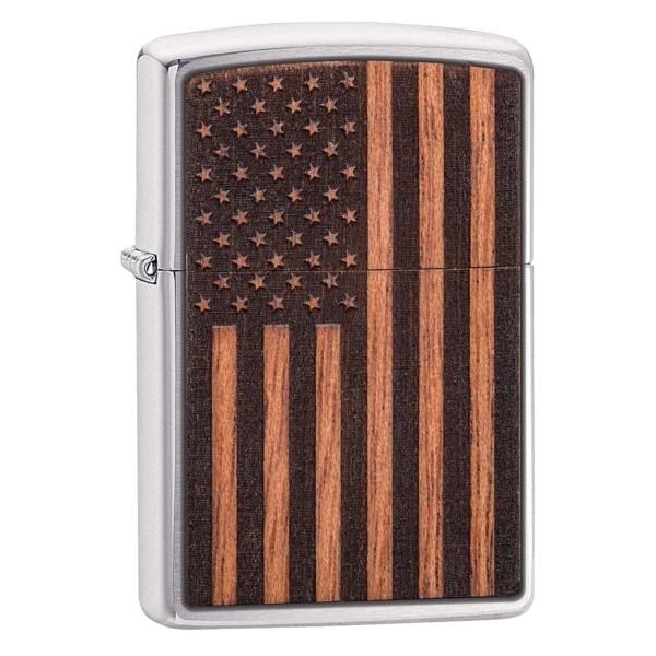 Zippo ジッポライター ウッド 木 アメリカ国旗 両面パネル貼り Woodchuck BUY O...