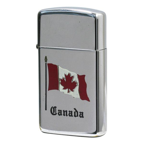 絶版/ヴィンテージ Zippo ジッポー 中古 2000年製造Canada カナダ国旗 スリムタイプ...