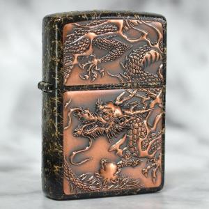 ZIPPO ジッポーライター ライズメタル 赤龍 金乱糸 黒 （漆塗り Dragon ドラゴン）