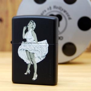 ZIPPO ジッポーライター ジッポライター Marilyn Monroe マリリン・モンロー マットブラック プリント 丸缶 2002年製｜zipponakamura