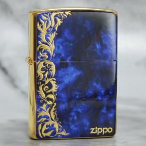 ZIPPO ジッポーライター Marble Arabesque マーブルアラベスク 両面加工 ブルー