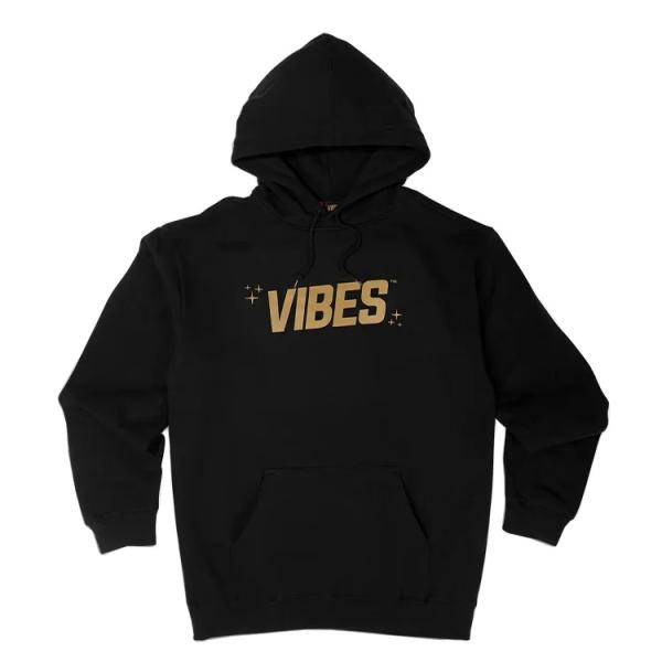 VIBES Hoodie ブラック ゴールドロゴ パーカー プルオーバー