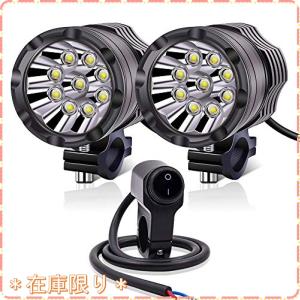 Aoling バイク用フォグランプ LED 90W 12V24V兼用 防水スイッチ付き オートバイ補助フォグライト ホワイトスポット配光ヘッドライト 車補助灯 プロジェクター 2