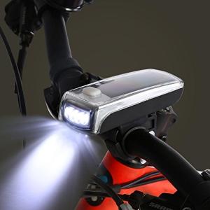 自転車ソーラー充電ライト 自転車ライト 自転車ヘッドライト 4LED 3つモード搭載 高輝度 ソーラー充電 USB充電式 取り付け簡単 防水仕様