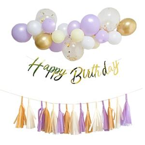 Hanamei 誕生日 飾り付け 装飾 バースデー デコレーション セット no.4 ガーランド バルーンガーランド 風船 コンフェッティー 女の子