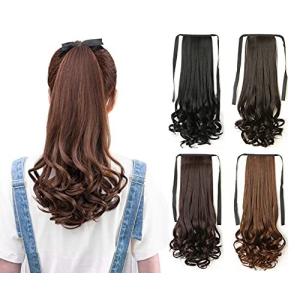 レディース ポニーテール ウィッグ 巻き髪 つけ毛 ロング カール ヘア エクステ かつら ナチュラル ポイントウィッグ ウェイビー 耐熱 45cm