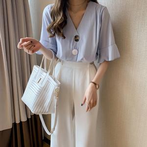 ブラウス トップス レディース シフォン 半袖...の詳細画像5