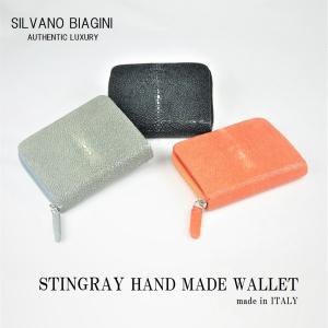 スティングレイ ガルーシャ二つ折り財布 エイ革 コンパクト ラウンドファスナー レディース イタリア製 ユニセックス メンズ 人気 売れ筋 本革