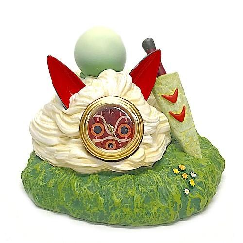 ジブリ グッズ  もののけ姫 ミニ置時計 サンのお面の上で