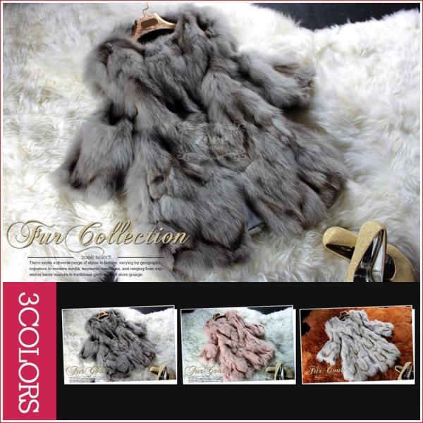 新色全３色　ボリュームたっぷり　フォックスファーコート　a505