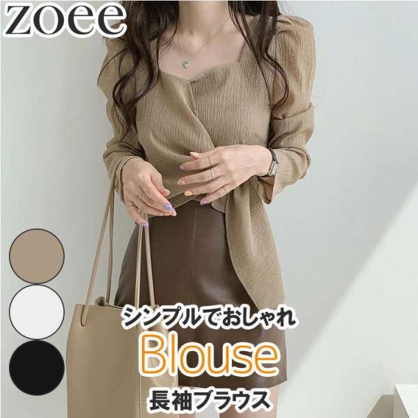 長袖ブラウス 春秋 レディース トップス ベージュ/ホワイト/ブラック S/M/L/2L i1o02
