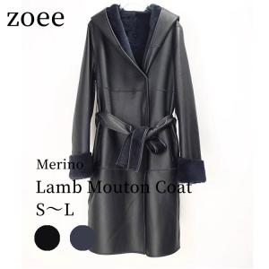 sankyo shokai [10%offクーポン]ムートンコート Wフェイス フード付き