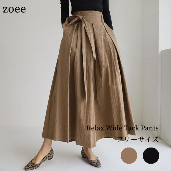 スカーチョ レディース 春夏 ミモレ ロング ブラック/カーキブラウン フリーサイズ k1l07