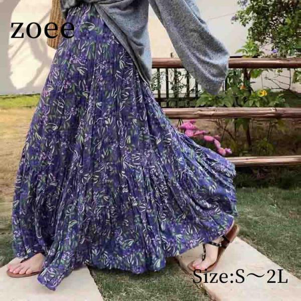 スカート 花柄 レディース 春夏 ロング S/M/L/2L l1l06